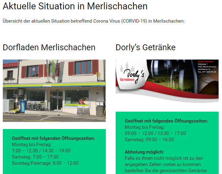 Aktuelle Situation in Merlischachen