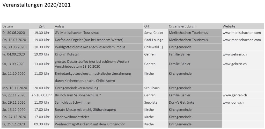 Saisonprogramm 2020/2021 - Merlischachen SZ