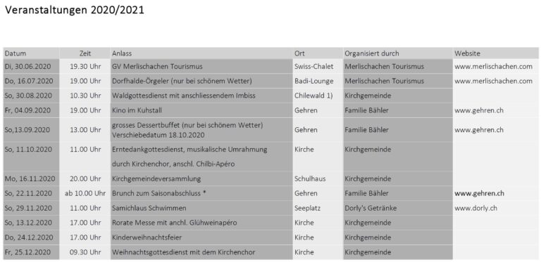 Saisonprogramm 2020/2021