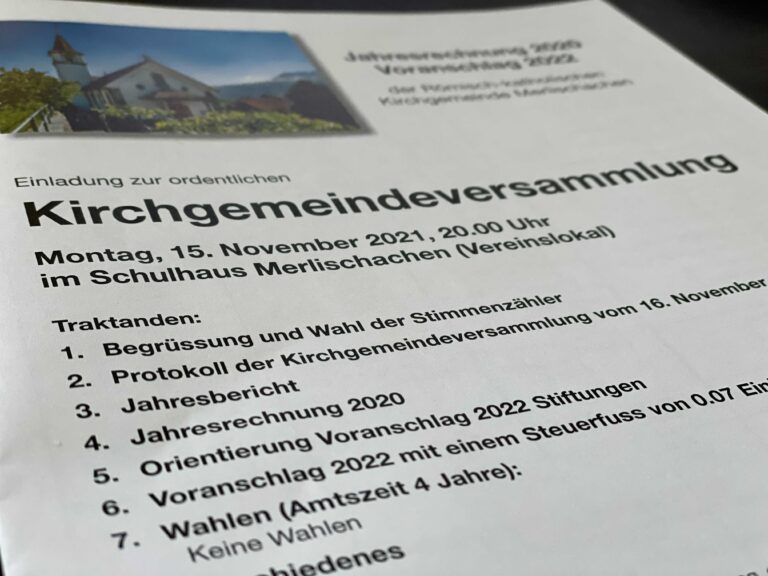 Kirchgemeindeversammlung am Montag 11.11.24
