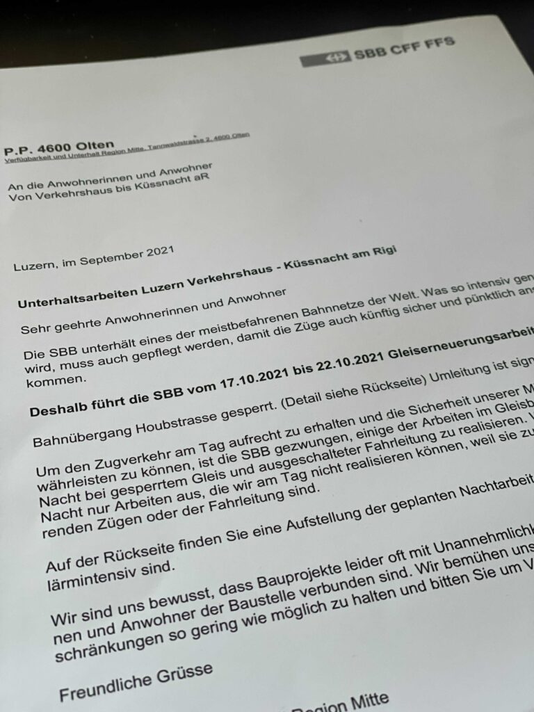SBB Unterhaltsarbeiten Luzern Verkehrshaus – Küssnacht am Rigi