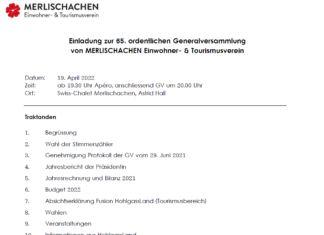 Merlischachen Tourismus: GV Protokoll & Jahresbericht online