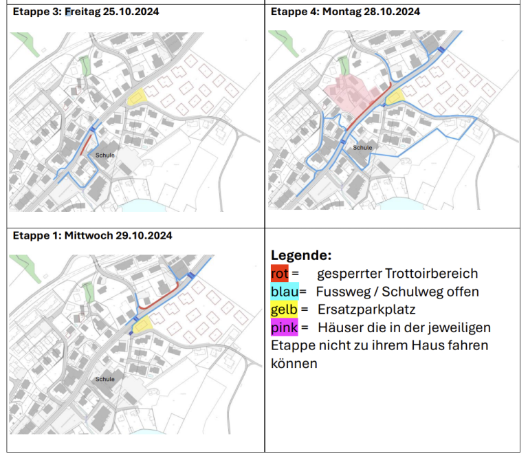 Baustellen Information Dorf Merlischachen – Schulweg