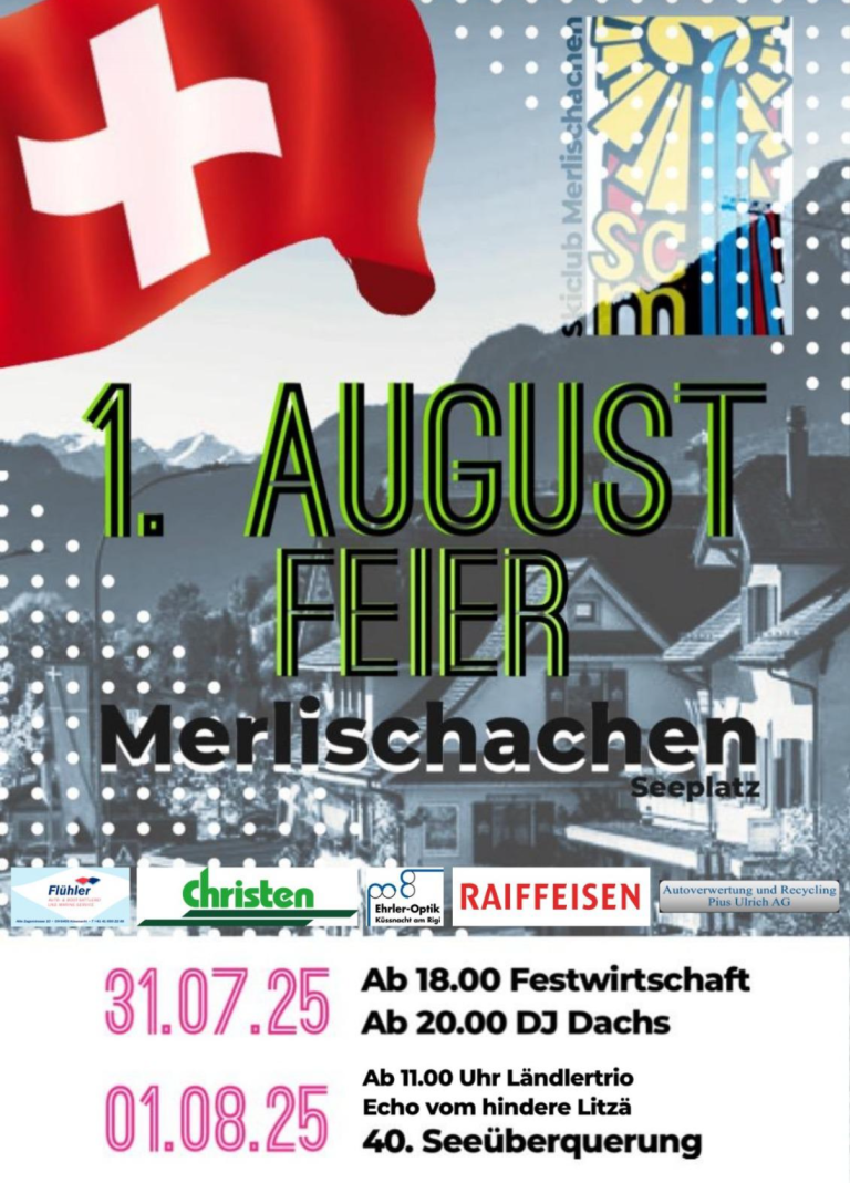 1. August Feier Merlischachen 2025 mit 40. Seeüberquerung Greppen-Merlischachen (1.8 km)